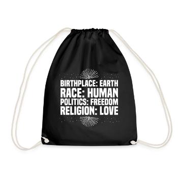 Earth, human, freedom, love - Turnbeutel - Schwarz - Vorne