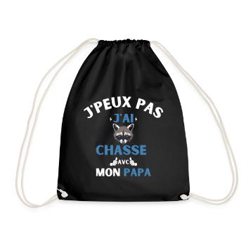 J'peux Pas j ai chasse avec mon papa cadeau chasse - Sac de sport léger - noir - Devant