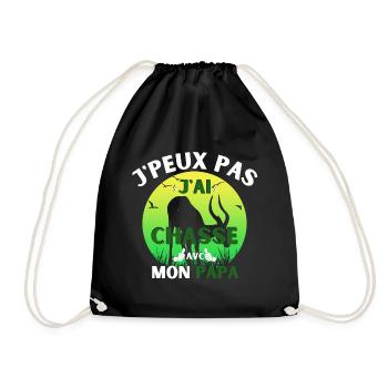 j peux pas j ai chasse avec mon papa vintage - Sac de sport léger - noir - Devant