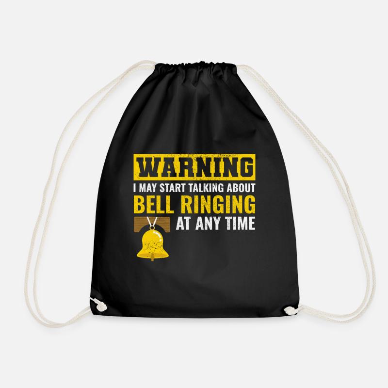 Bell Ringer Ringing Collector Campanologist Funny - Drawstring Bag - black