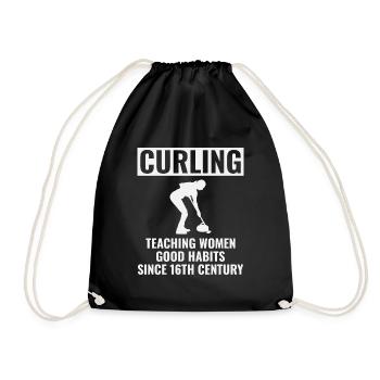 Curling Sweeping Fan Winter Ice Sport Curler Drôle - Sac de sport léger - noir - Devant