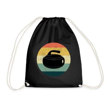 Curling Sweeping Winter Ice Sport Retro Vintage - Drawstring Bag - black - Front