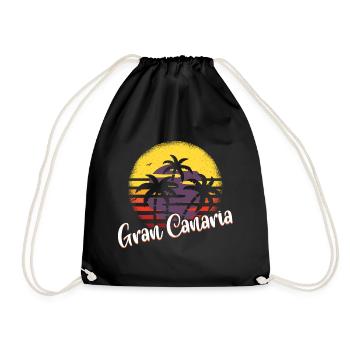 "Gran Canaria Island Spain" T-shirt Design Sun - Drawstring Bag - black - Front