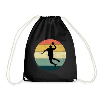 Handballspieler Retro Vintage 80er Jahre Stil Handballer - Turnbeutel - Schwarz - Vorne