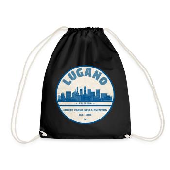 Lugano Skyline Badge - Drawstring Bag - black - Front