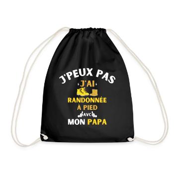 J'Peux Pas J'Ai Randonnée à pied avec mon papa - Sac de sport léger - noir - Devant