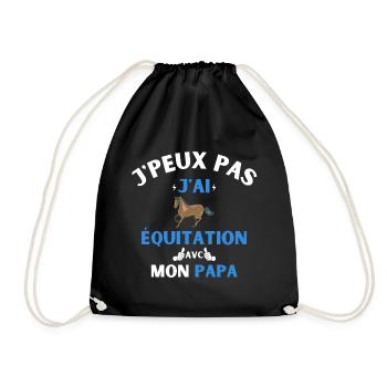 J'Peux Pas J'Ai équitation avec mon papa - Sac de sport léger - noir - Devant