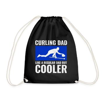Curling Sweeping Winter Ice Sport Dad Fathers Day - Drawstring Bag - black - Front