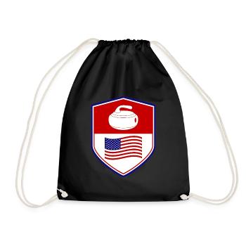American Flag Curling Team Winter Ice Sport USA - Drawstring Bag - black - Front