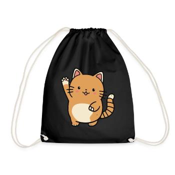 Kawaii dog design, for cuddly cats - Drawstring Bag - black - Front