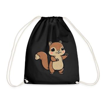 Kawaii Squirrels, Squirrels, Cheek Squirrels - Drawstring Bag - black - Front