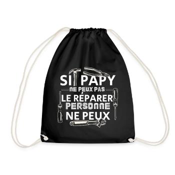 Papy peut le réparer humour grand-père cadeau - Sac de sport léger - noir - Devant