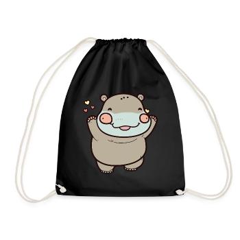 Kawaii Nielpferd, for cozy - Drawstring Bag - black - Front