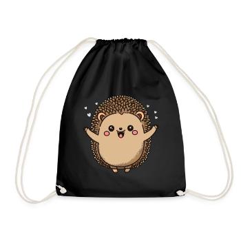 Kawaii hedgehog, for the armed - Drawstring Bag - black - Front