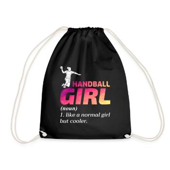 Handball Mädchen Handballer Lustiger Spruch - Turnbeutel - Schwarz - Vorne