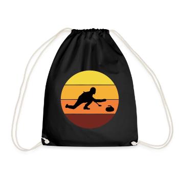 Stone Curling Wintersport 80er Jahre Stil Retro Vintage - Turnbeutel - Schwarz - Vorne