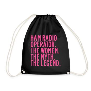 Ham Radio Operator Girl Mom Women Sayings Funny - Drawstring Bag - black - Front