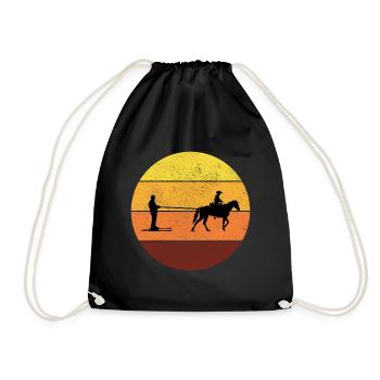 Pferd Skijöring Wintersport Retro Vintage - Turnbeutel - Schwarz - Vorne