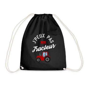 J'Peux Pas J'Ai Tracteur cadeau humour - Sac de sport léger - noir - Devant