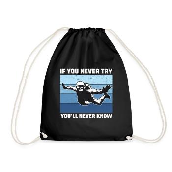 Skydiving Skydiver Skydive Parachuting Motivation - Drawstring Bag - black - Front