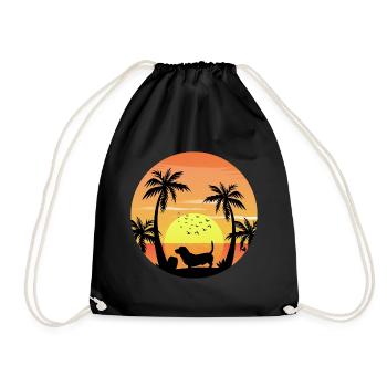 Basset Hound Propriétaire Beach Sunset Palm Trees - Sac de sport léger - noir - Devant