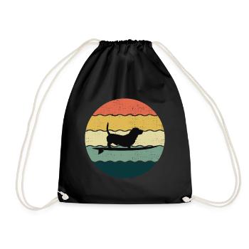 Basset Hound Propriétaire Chien Surf Planche De Surf Rétro - Sac de sport léger - noir - Devant