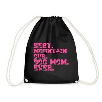 Mountain Cur Mom Dog Mama Mistress Sayings Pink - Drawstring Bag - black - Front