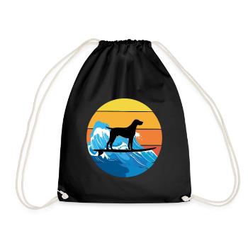 Pointeur allemand à poil court Chien Surf Vagues de mer - Sac de sport léger - noir - Devant
