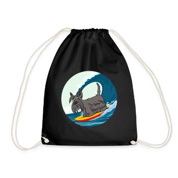 Scottish Terrier Chien Surf Surfeur Mer Vagues - Sac de sport léger - noir - Devant