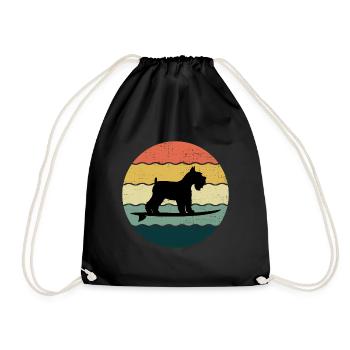 Zwergschnauzer Hund Surfing Vintage Retro - Turnbeutel - Schwarz - Vorne