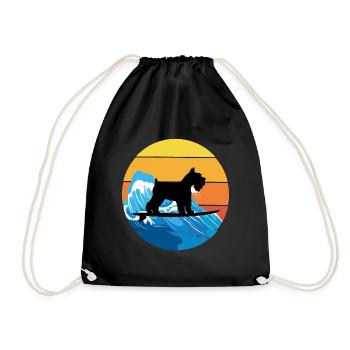 Miniature Schnauzer Dog Surfing Vintage Retro - Sac de sport léger - noir - Devant