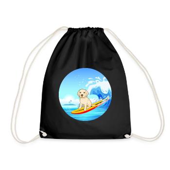 Labrador Retriever Chien Surf Vagues de la mer - Sac de sport léger - noir - Devant