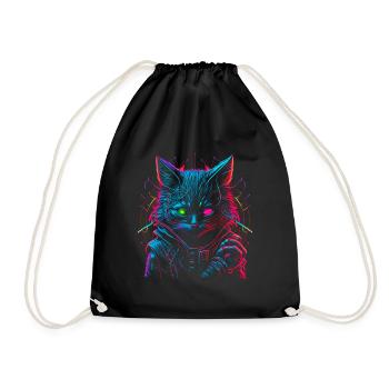 Neon Punk Hacker Katze - Turnbeutel - Schwarz - Vorne