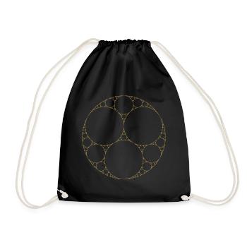 Apollonian Gasket Math Fractal Sacred Gold - Drawstring Bag - black - Front