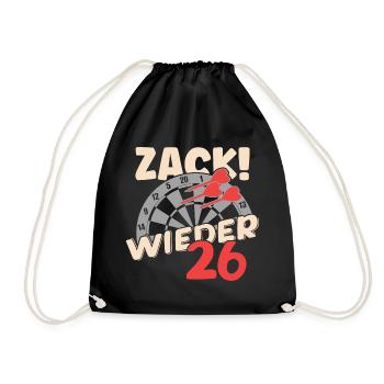 Zack wieder 26, Dartspieler Outfit, Geschenkidee - Turnbeutel - Schwarz - Vorne