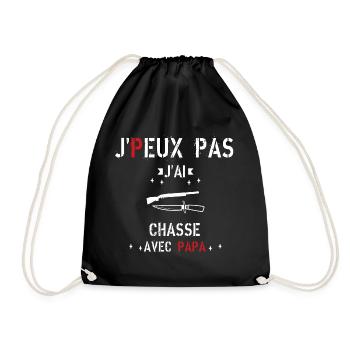 J Peux Pas J ai Chasse avec papa - Sac de sport léger - noir - Devant