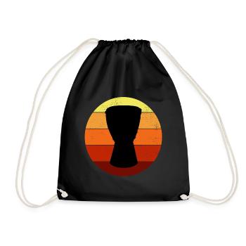 Djembe Player Drummer Music Drum Vintage Retro - Drawstring Bag - black - Front