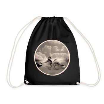 Couple de canards dans l’étang aux canards en sépia nostalgique - Sac de sport léger - noir - Devant