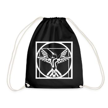 Vitruvian white bird - Drawstring Bag - black - Front