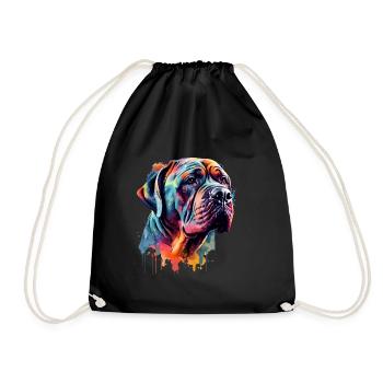 Bunter Mastiff Hund - Turnbeutel - Schwarz - Vorne