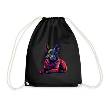 Colorful Norwegian-elkhound - Drawstring Bag - black - Front