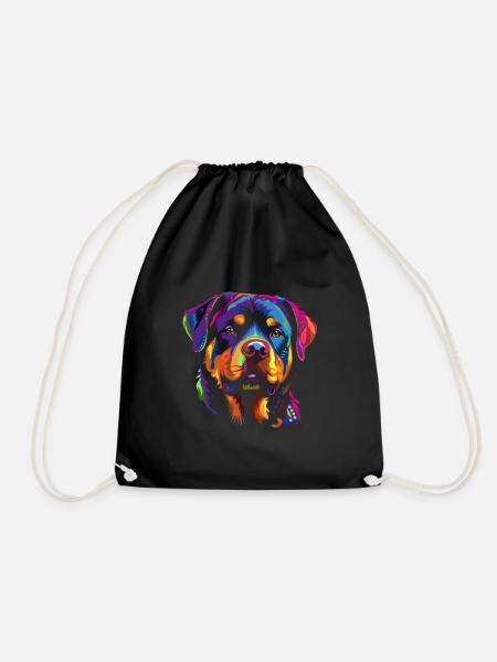 Farbenfroher Rottweiler - Turnbeutel - Schwarz