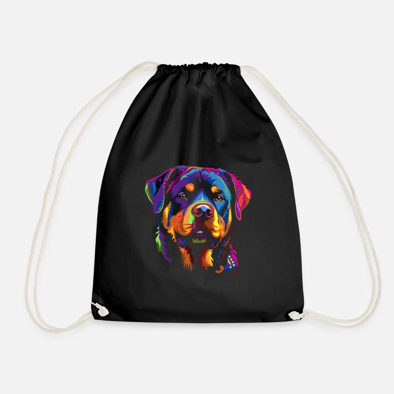Farbenfroher Rottweiler - Turnbeutel - Schwarz