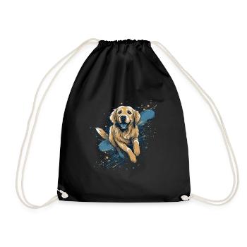 Golden-retriever Dock-Diving into Water - Drawstring Bag - black - Front