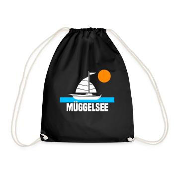 Müggelsee Segelboot Sonnenuntergang - Turnbeutel - Schwarz - Vorne