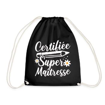 Certifiée super maitresse d' école cadeau - Sac de sport léger - noir - Devant