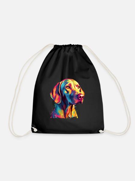 Buntes Weimaraner Kunstdesign - Turnbeutel - Schwarz