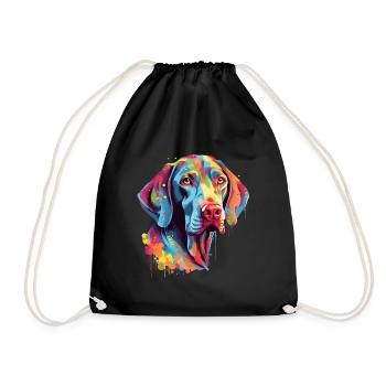 Bunter Weimaraner - Turnbeutel - Schwarz - Vorne