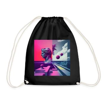 Ein Vaporwave Fusion von Moderne und der Antike - Turnbeutel - Schwarz - Vorne