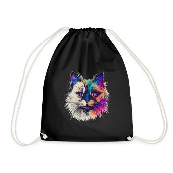 Bunte Birmakatze - Turnbeutel - Schwarz - Vorne